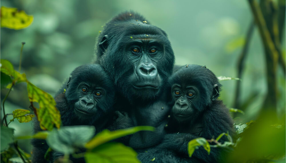 Gorillas as seen at Bwindi Impenetrable Forest National Park Gorilla Trekking exercise.