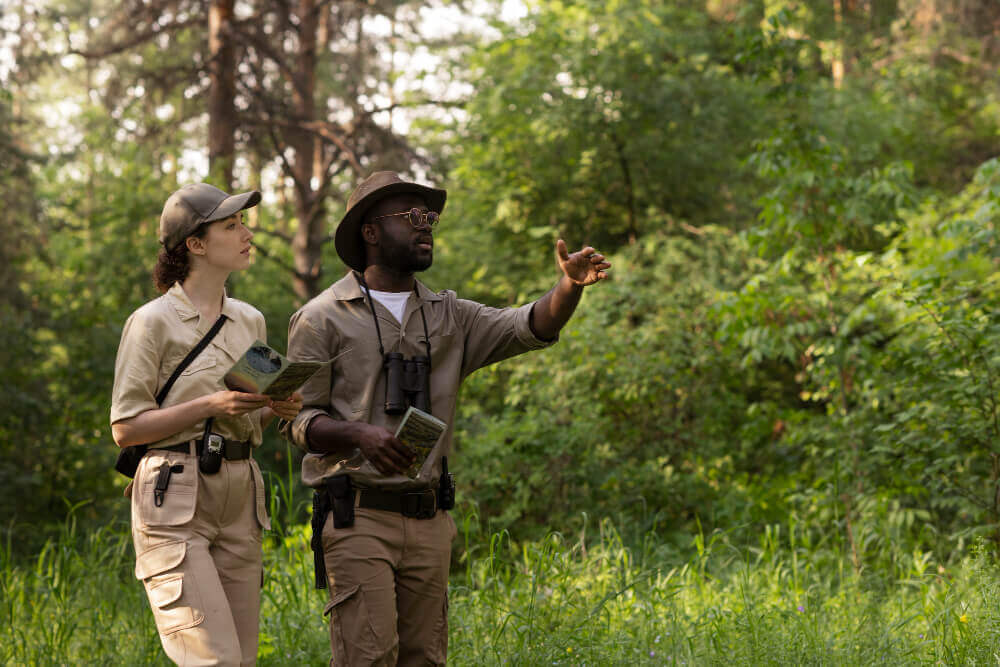 a visitor engages in nature walk at one of Kenya's national parks